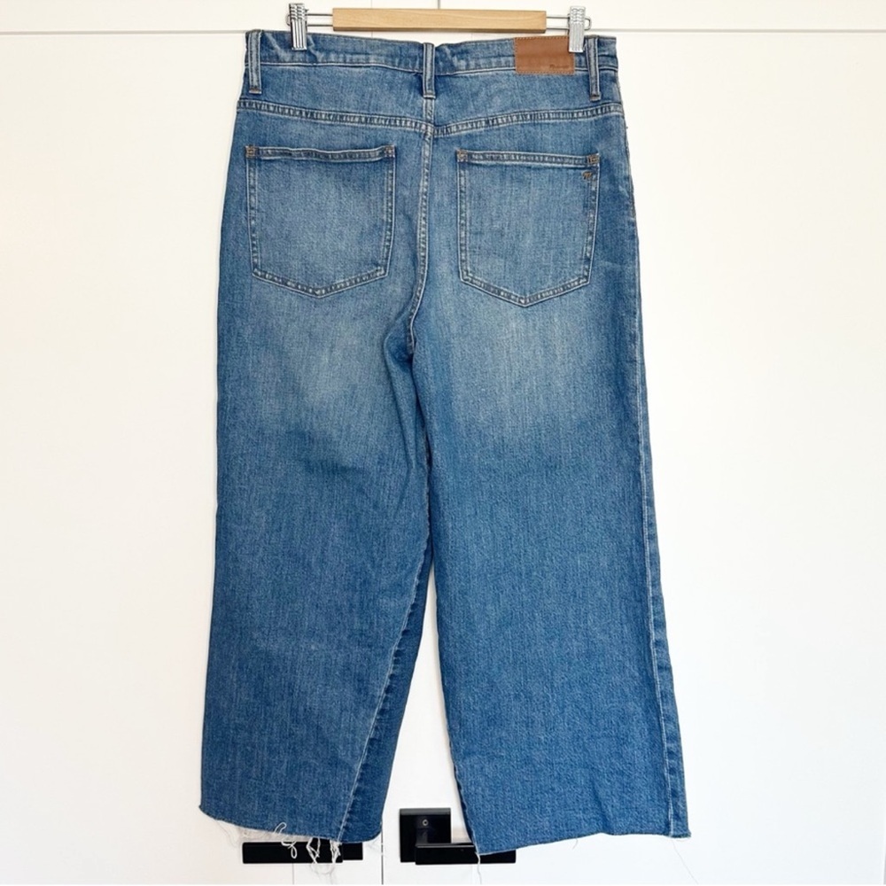 Madewell Two-Tone Blue Wide Leg Flare Cropped Gusset Jeans Size 31 - Picture 7 of 14